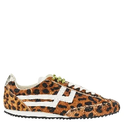 Leo-print calf-hair 'Racer 77' sneakers