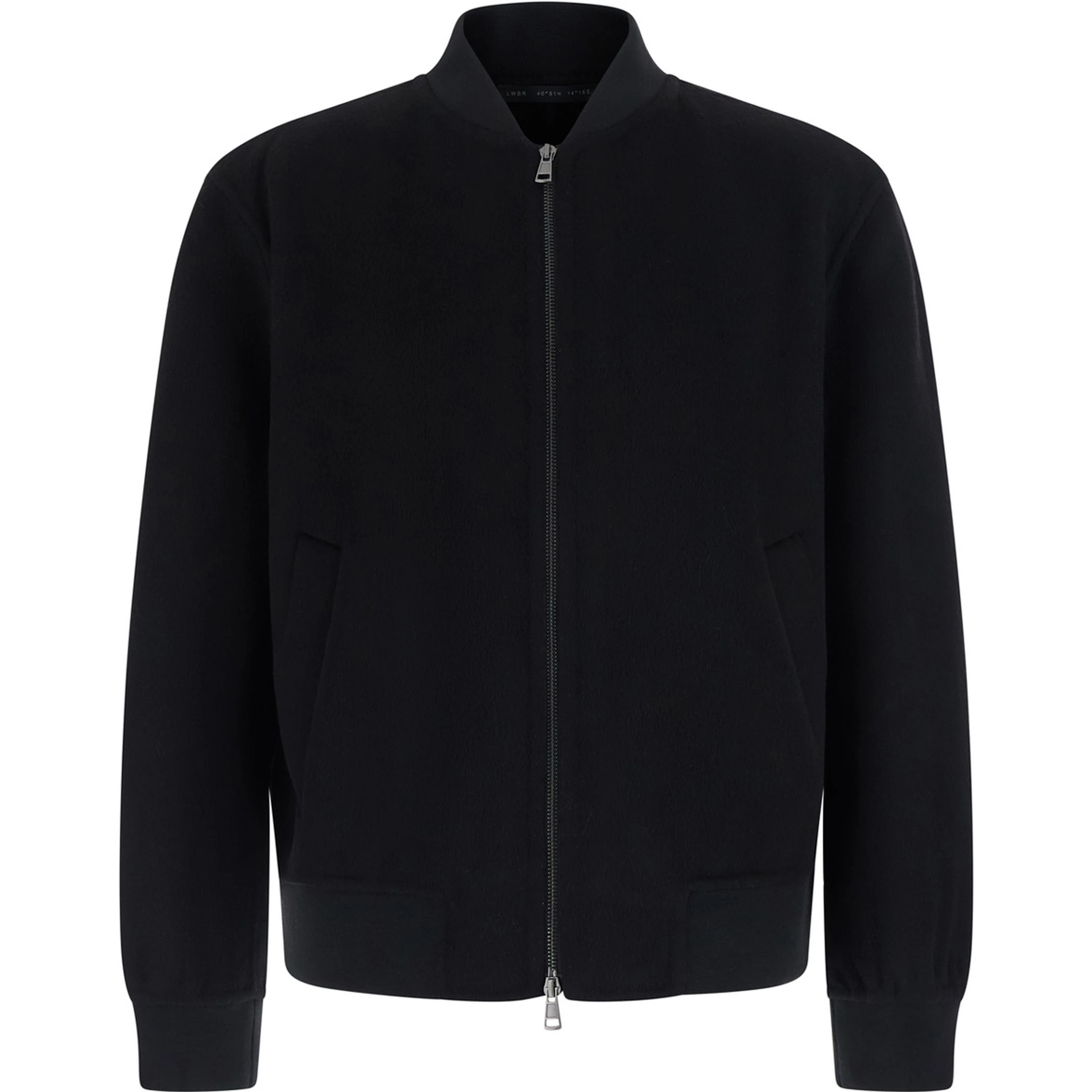 BOMBER DOUBLE WOOL with collar and long sleeves in Black Wool Men