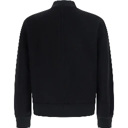 BOMBER DOUBLE WOOL with collar and long sleeves in Black Wool Men