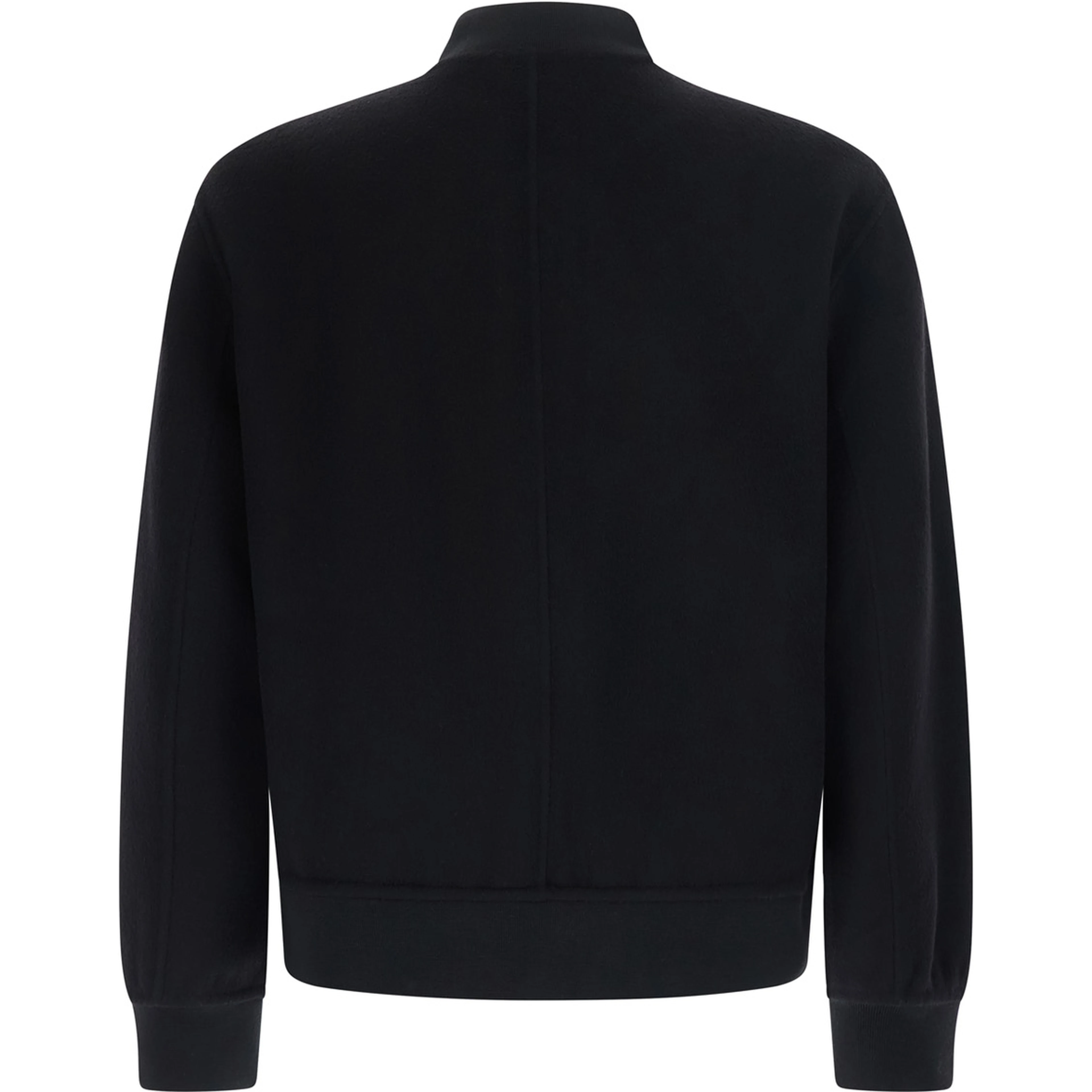 BOMBER DOUBLE WOOL with collar and long sleeves in Black Wool Men