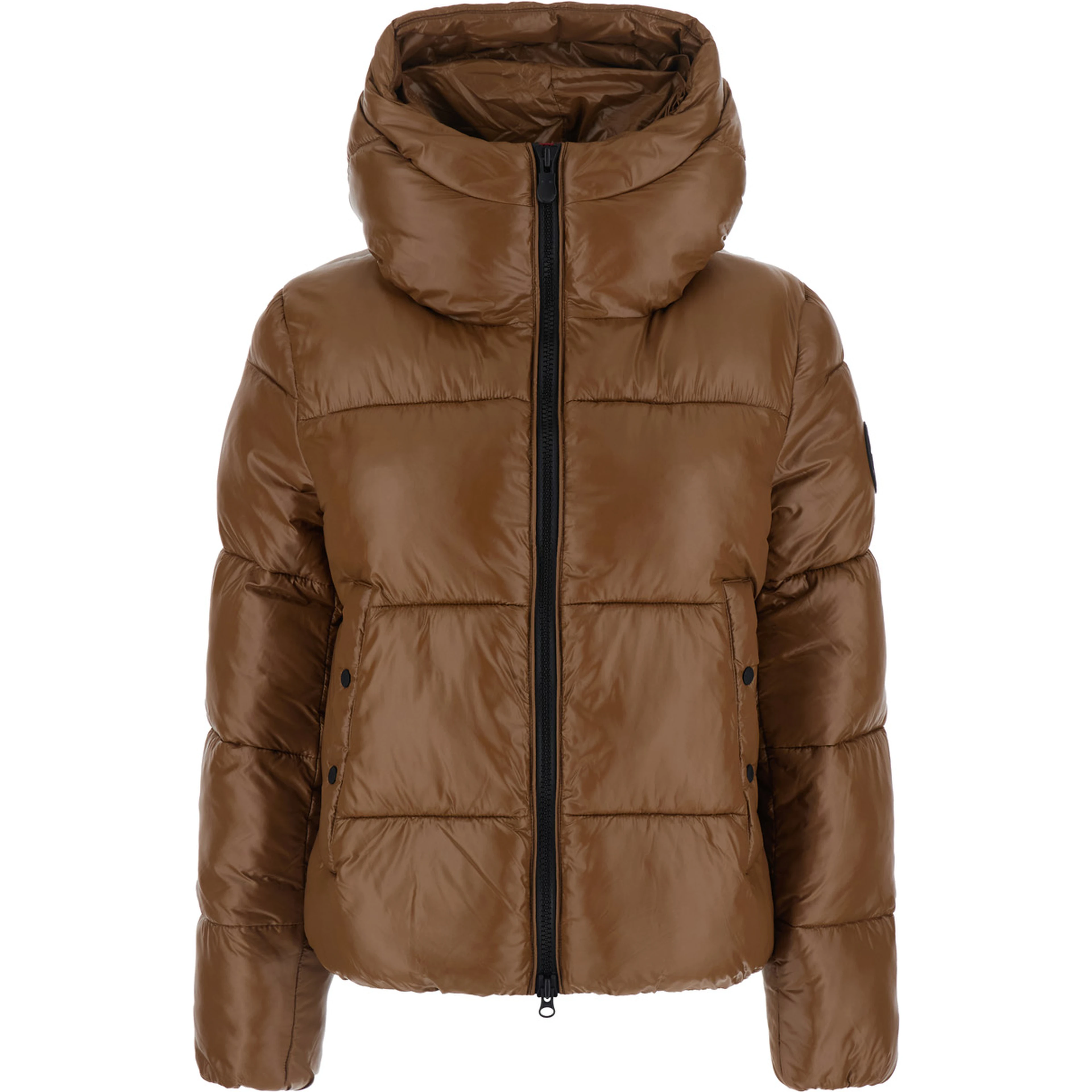 Biddy Down Jacket with Hood and Pockets Beige Woman