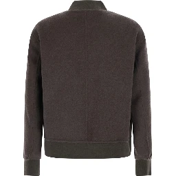 Bomber with shirt collar and front closure and pockets, in wool, gray, unisex