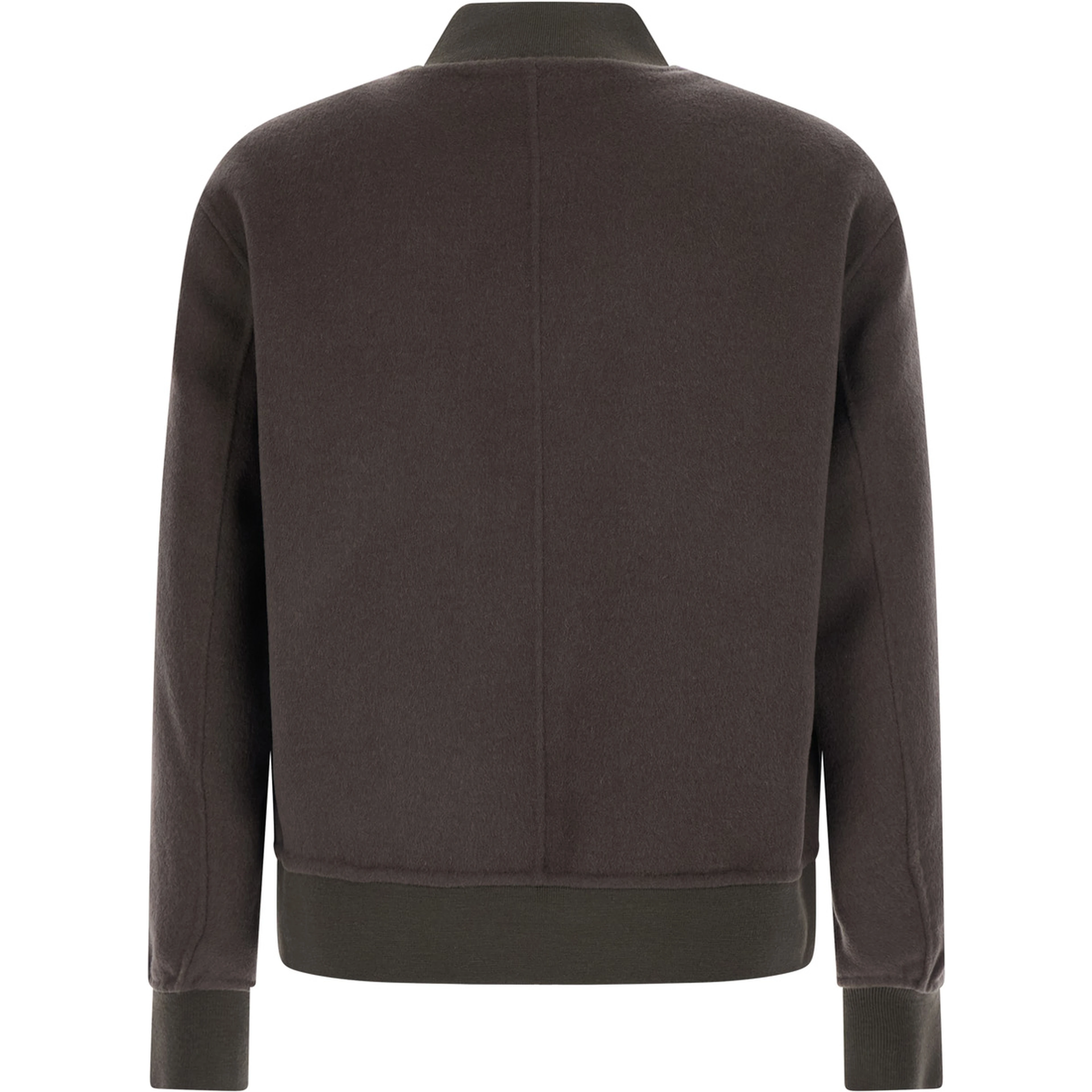 Bomber with shirt collar and front closure and pockets, in wool, gray, unisex