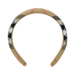 beige Headband with check print for Girl