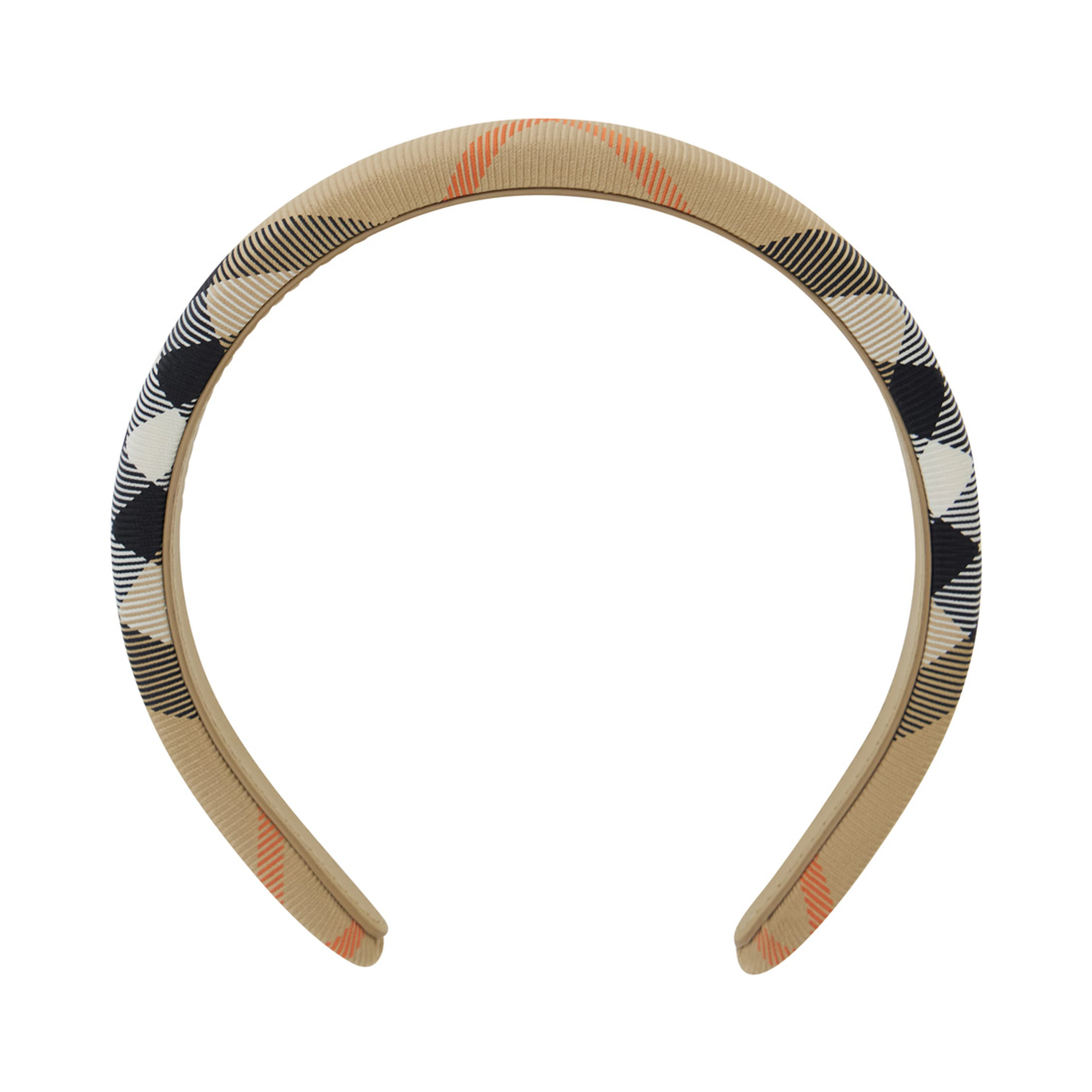 beige Headband with check print for Girl