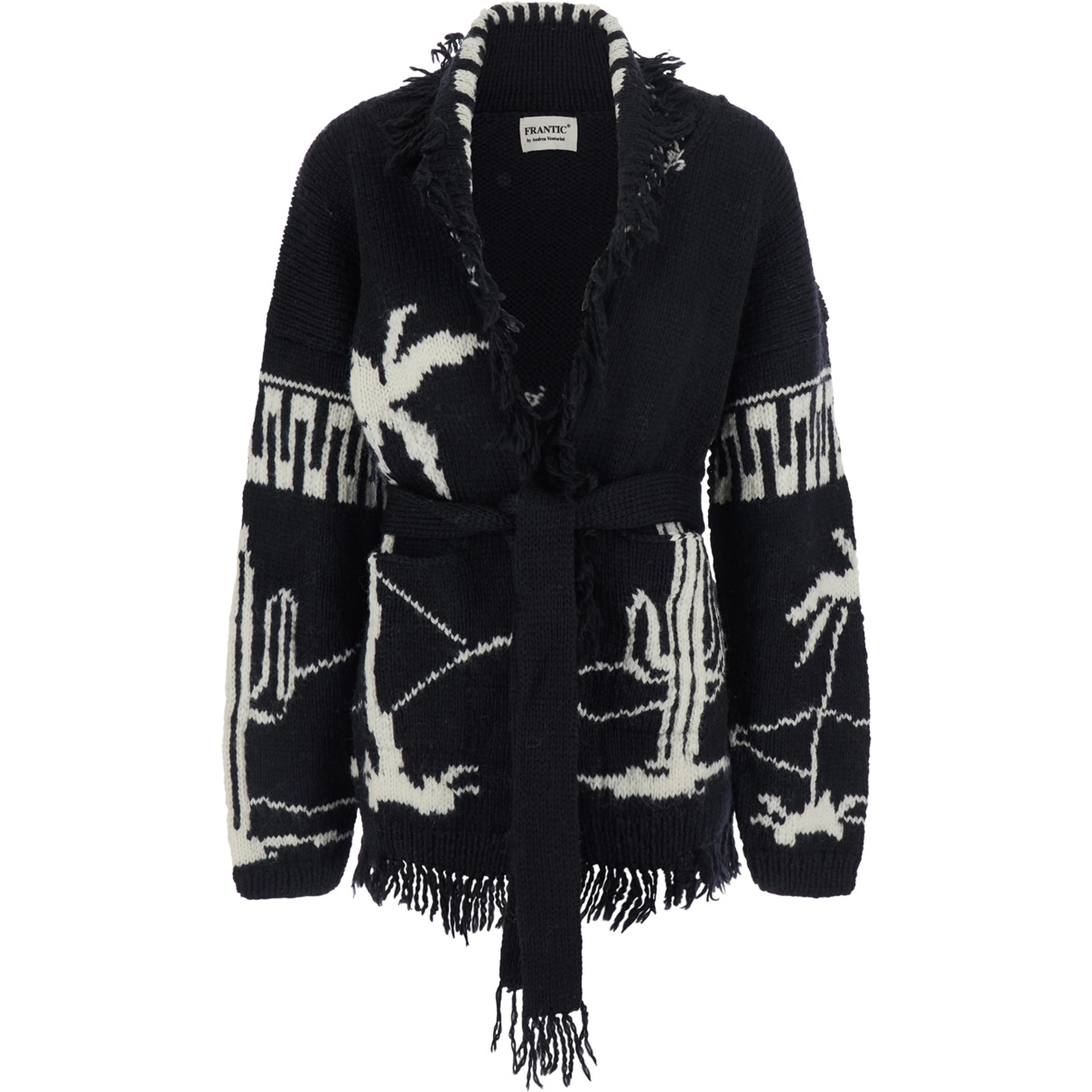 Black Merino V-Neck Cardigan for Women