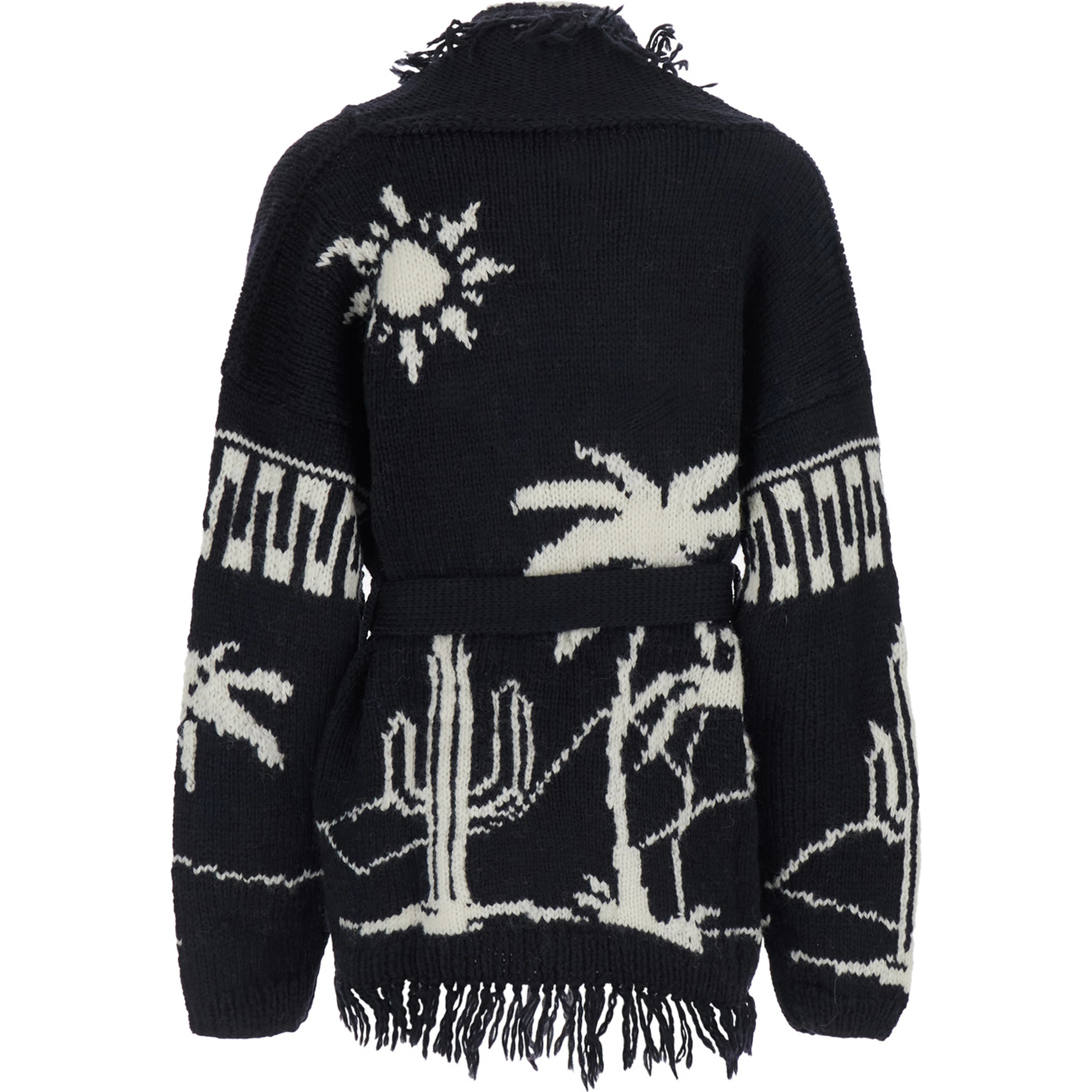 Black Merino V-Neck Cardigan for Women
