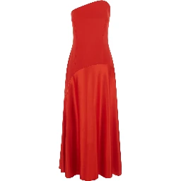 Womens red midi Edison dress with essential line in fabric