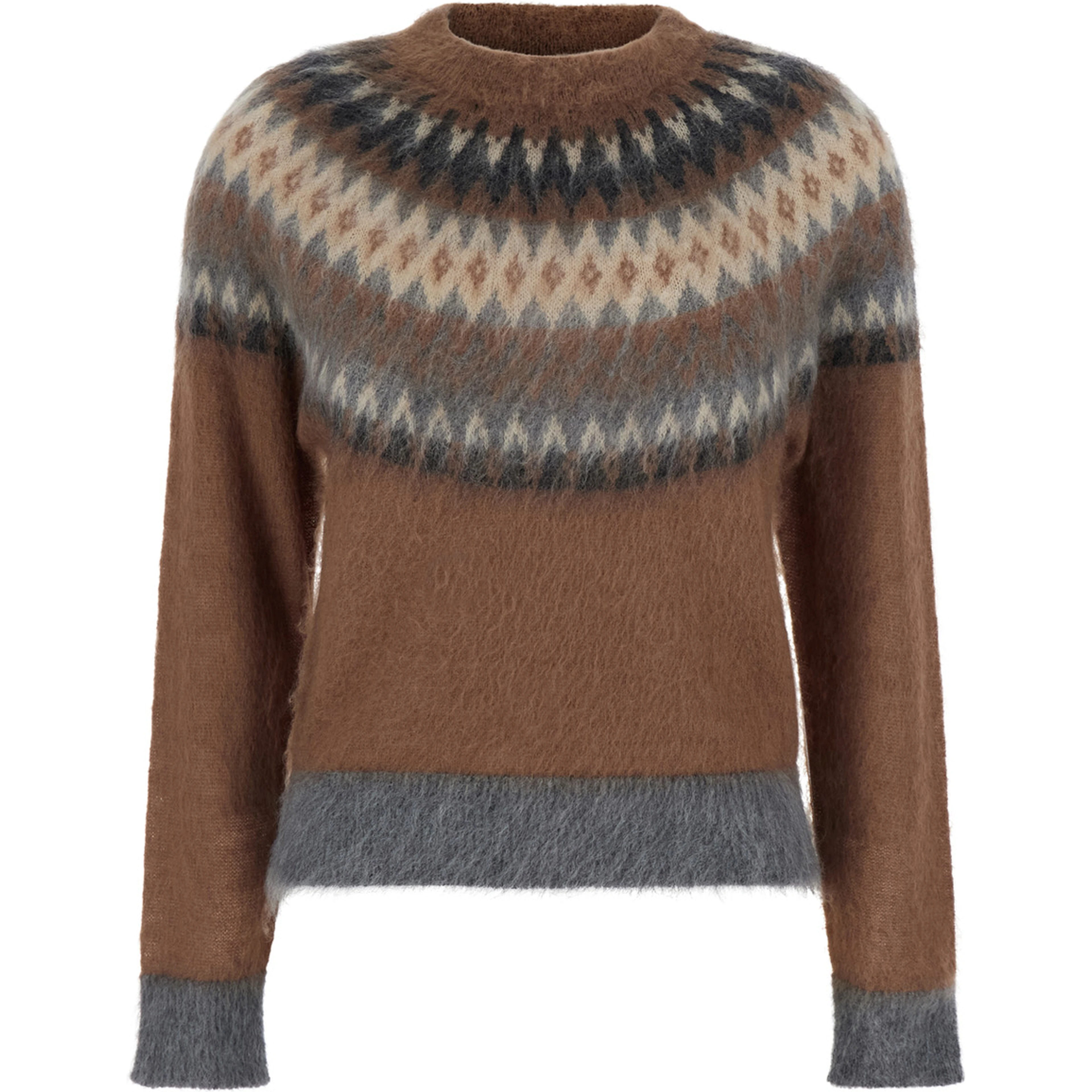 MSTGLASSA Sweater characterized by a crew neck and long sleeves in brown for women