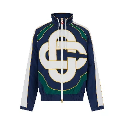 CASABLANCA windbreaker jacket with colourblock appliqué in blue tech fabric gender unspecified