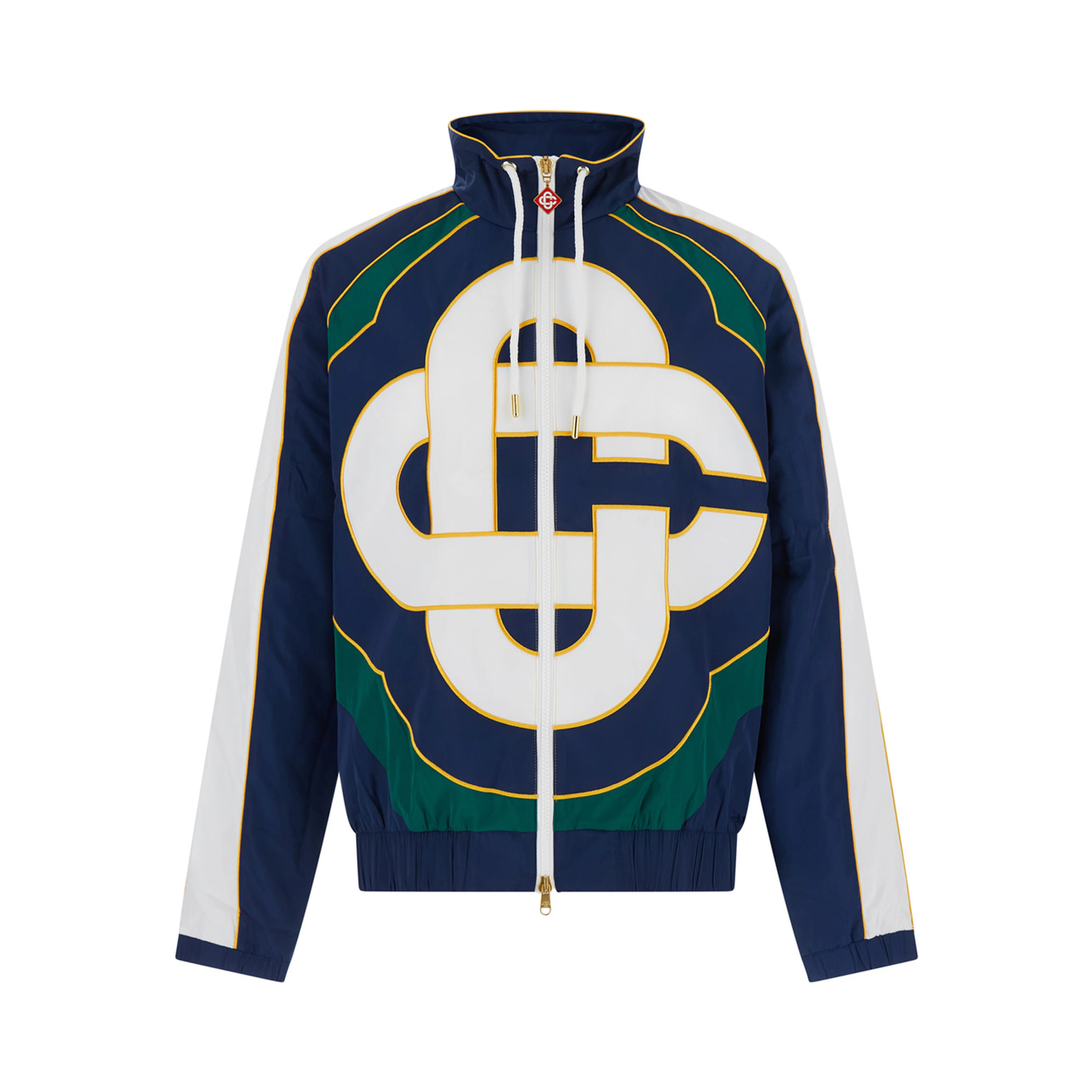 CASABLANCA windbreaker jacket with colourblock appliqué in blue tech fabric gender unspecified