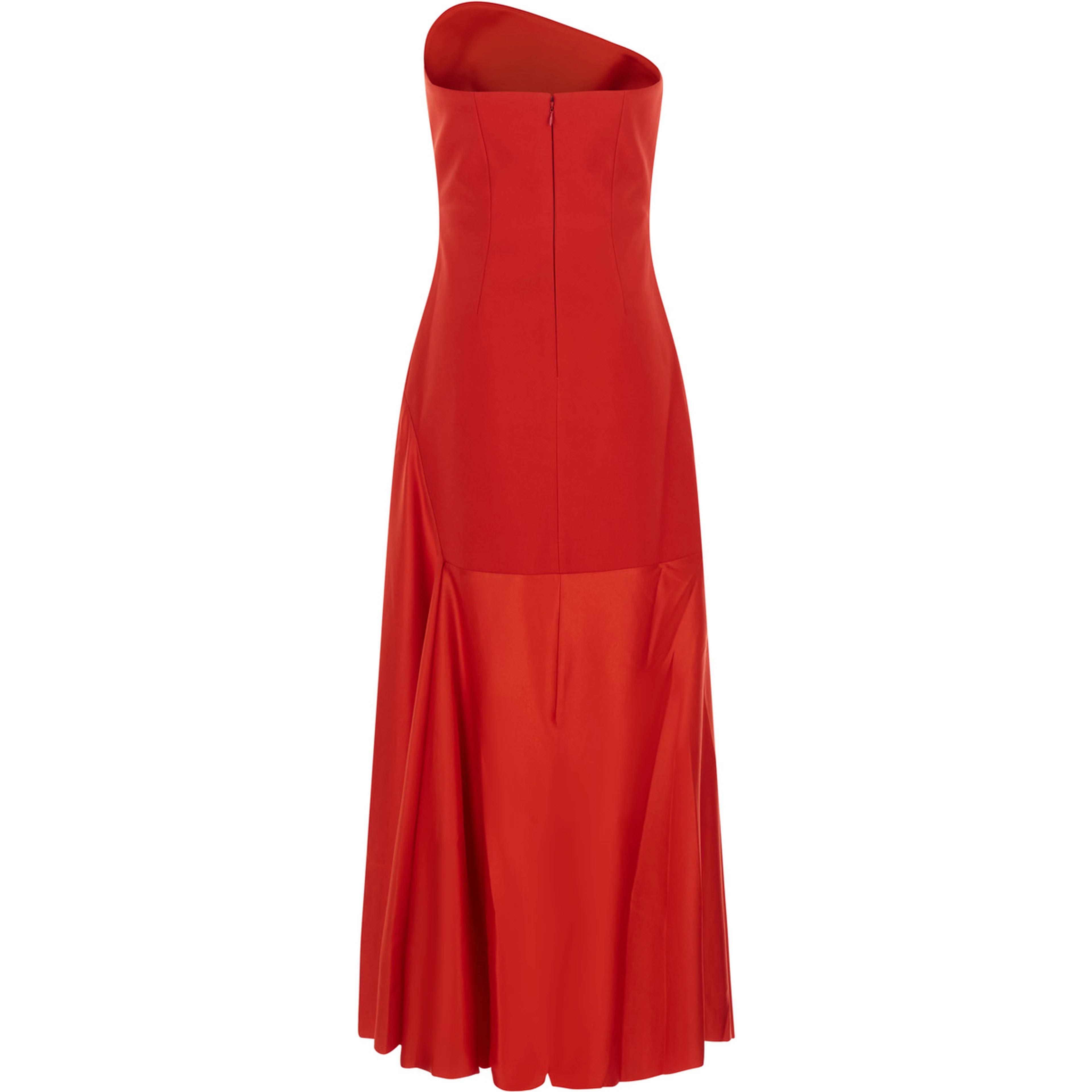Womens red midi Edison dress with essential line in fabric
