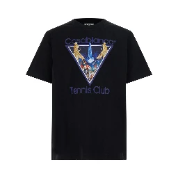 CASABLANCA black cotton printed T-shirt for men
