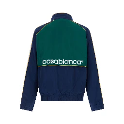CASABLANCA windbreaker jacket with colourblock appliqué in blue tech fabric gender unspecified
