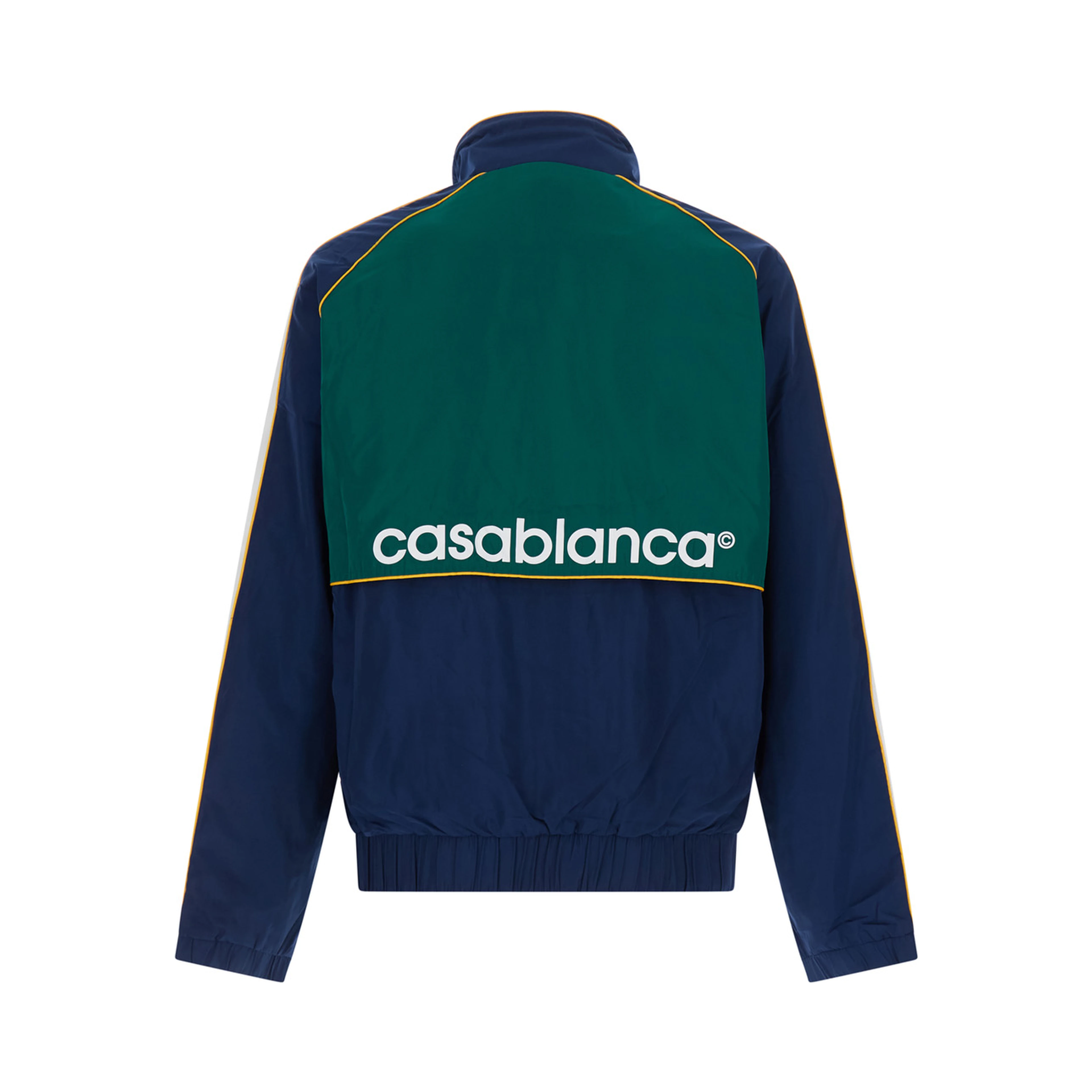 CASABLANCA windbreaker jacket with colourblock appliqué in blue tech fabric gender unspecified