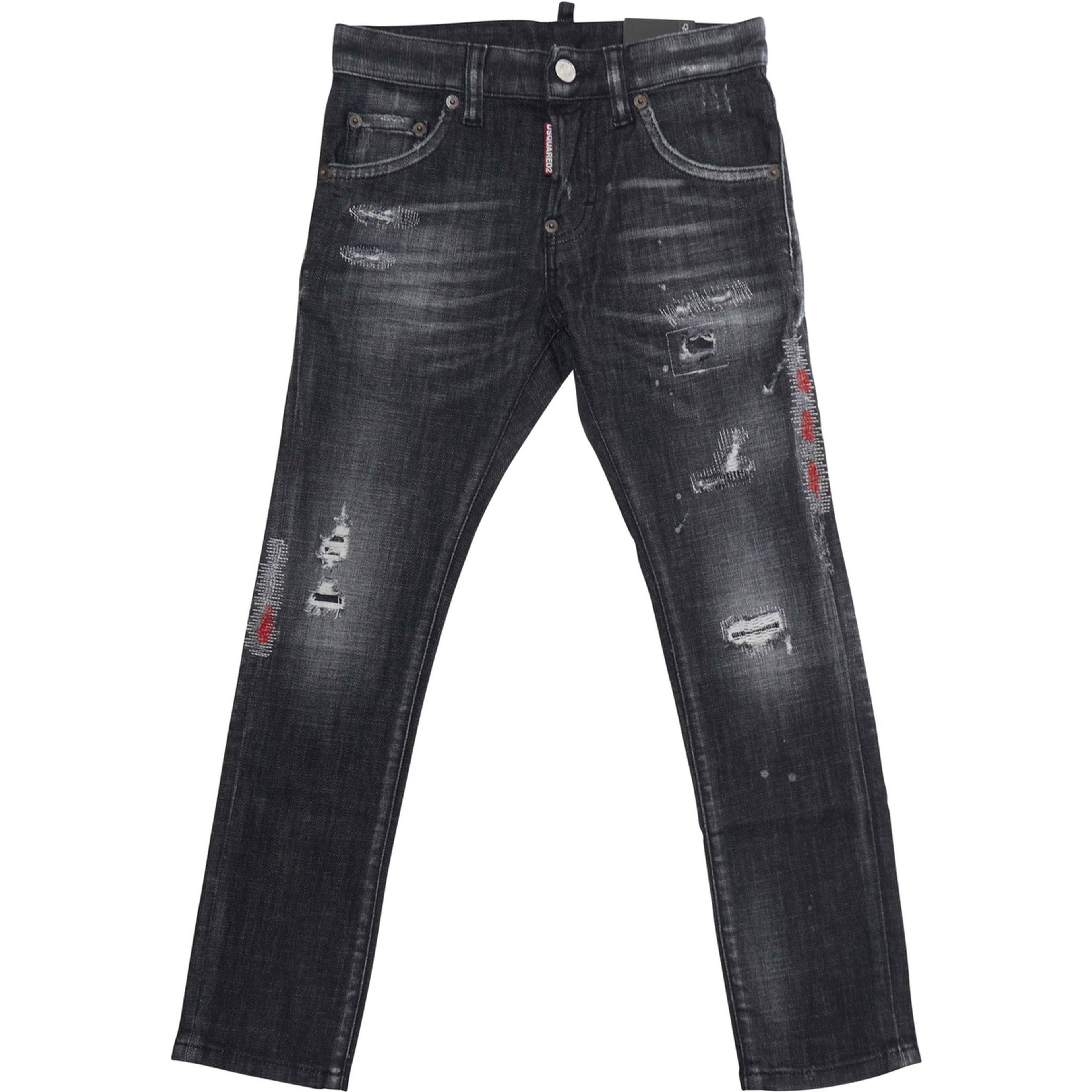 Cool Guy Black Jeans with ripped details and logo patch on the back in denim boy