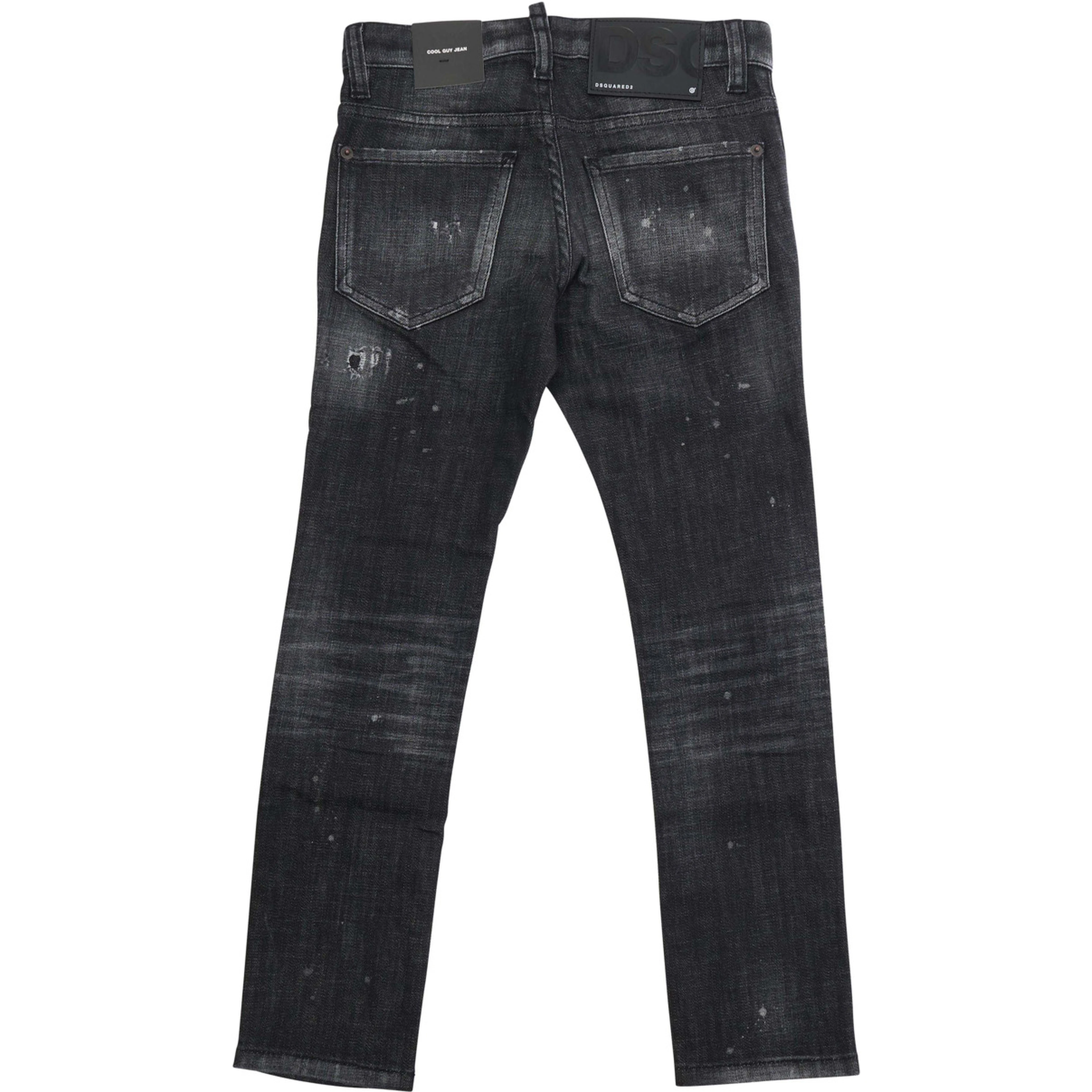 Cool Guy Black Jeans with ripped details and logo patch on the back in denim boy