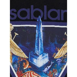 CASABLANCA black cotton printed T-shirt for men