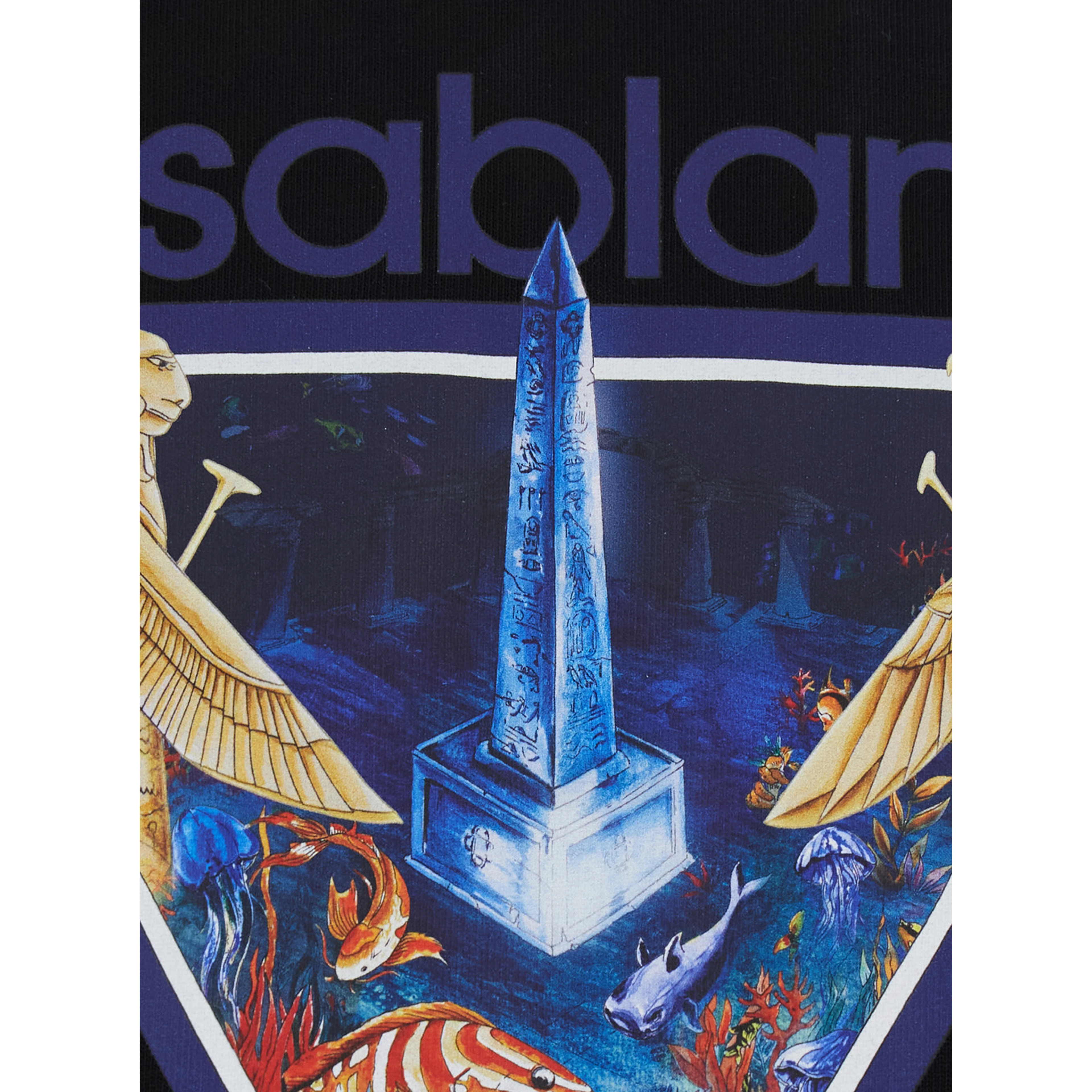 CASABLANCA black cotton printed T-shirt for men