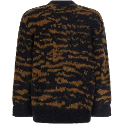 TINNA KNITWEAR CARDIGAN with V-neck, long sleeves, in Alpaca, Polyamide and Wool, in Brown, women