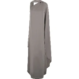 Womens grey maxi dress with long fabric silhouette