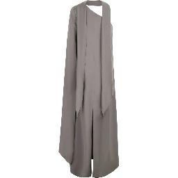 Womens grey maxi dress with long fabric silhouette