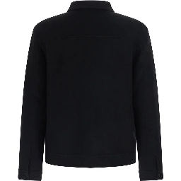 DOUBLE WOOL JACKET with high collar and pockets, in wool, black, man
