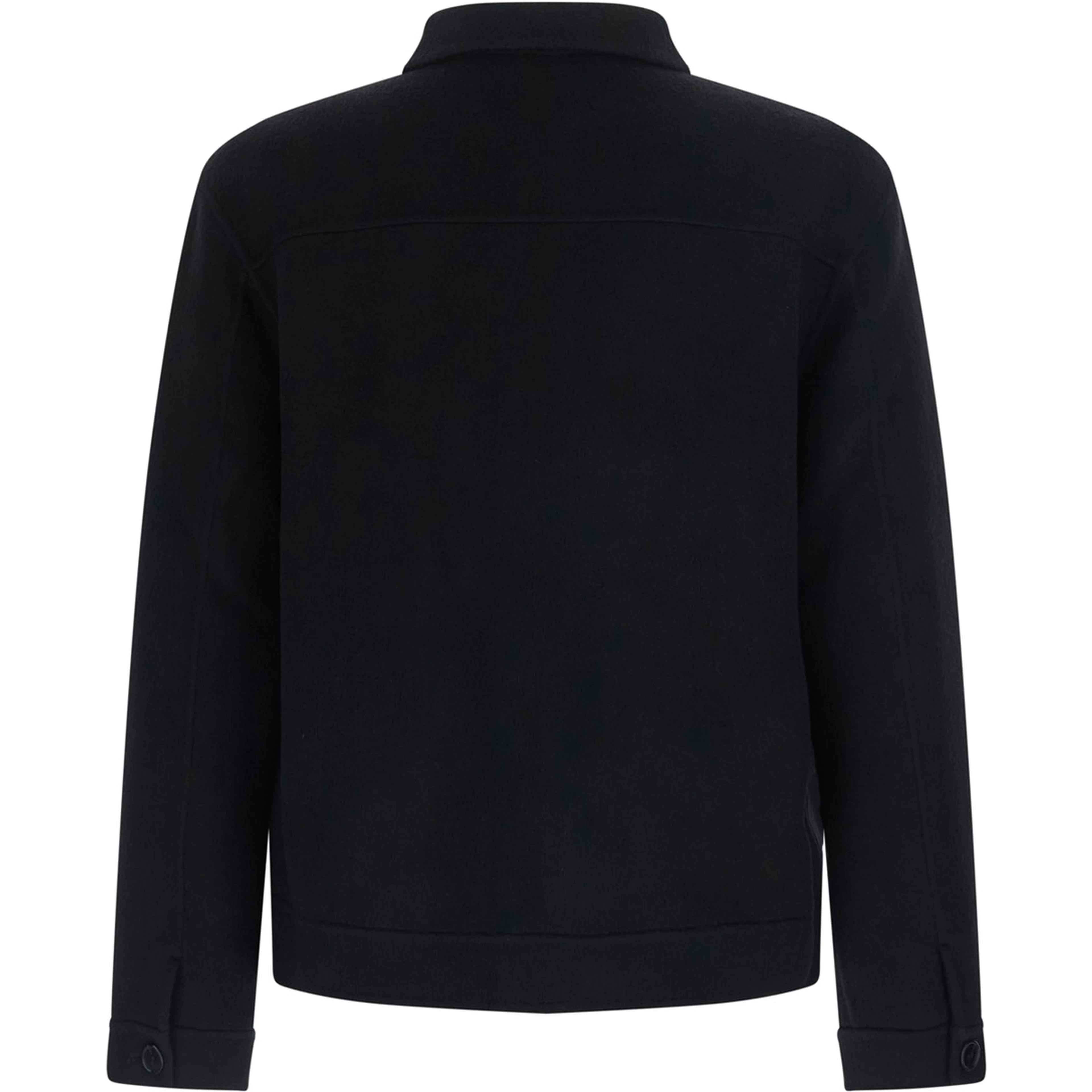 DOUBLE WOOL JACKET with high collar and pockets, in wool, black, man