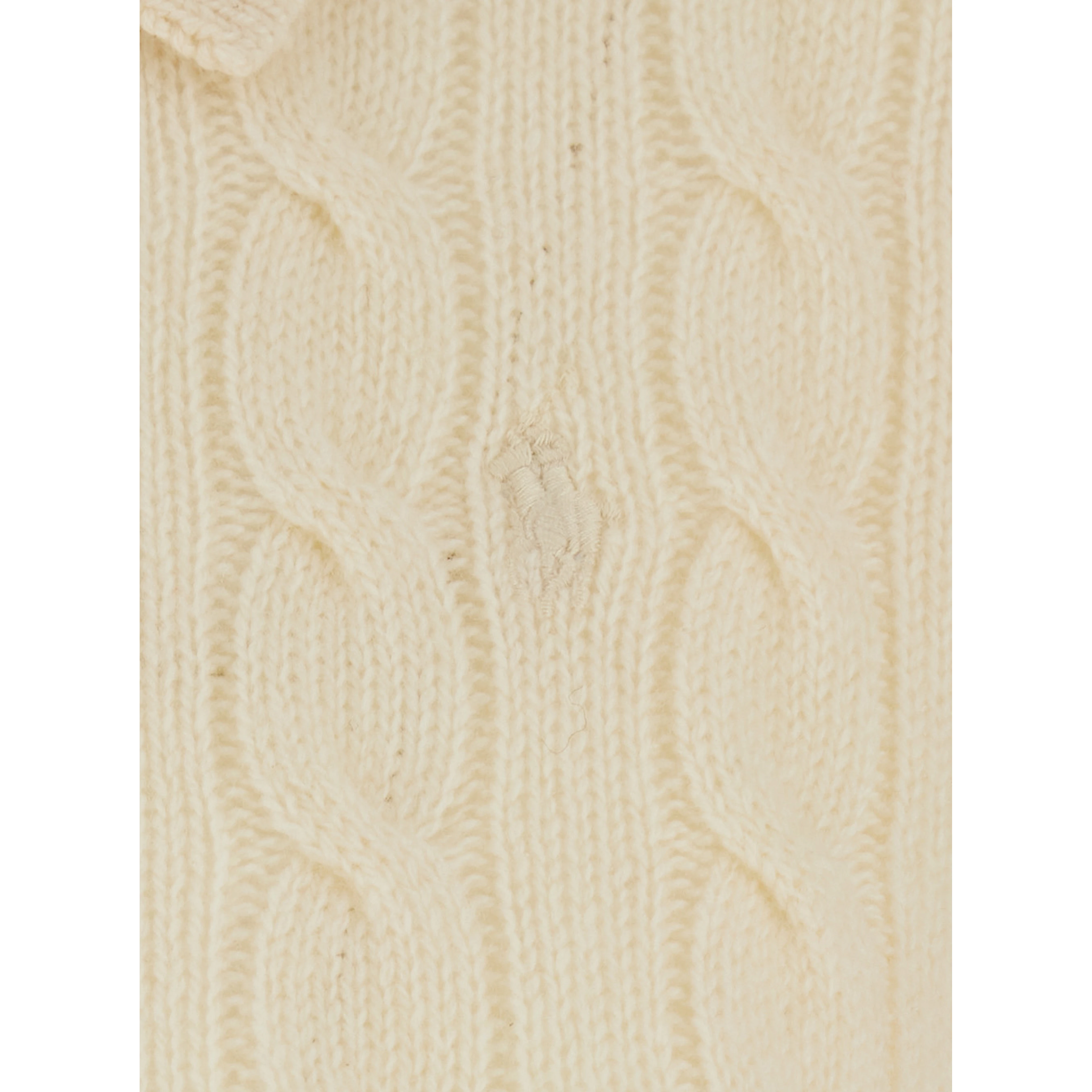 White Sweater with classic collar and cable knit in wool and cashmere for women