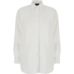 White Shirt with Classic Collar and Long Sleeves