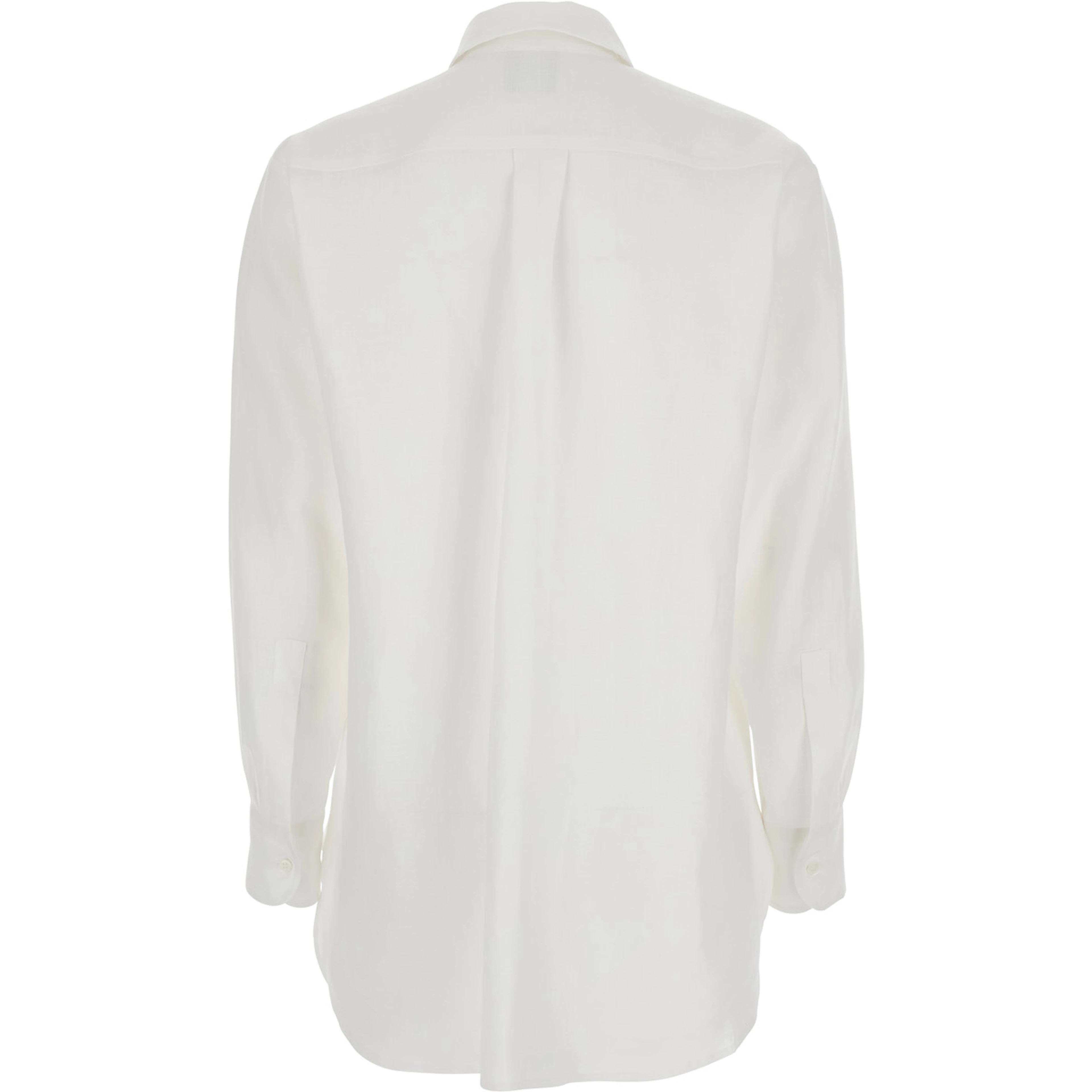 White Shirt with Classic Collar and Long Sleeves