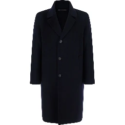 Shirt collar coat with pockets in blue for women