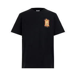 Black Crew neck T-shirt with logo detail on the front and maxi logo on the back in cotton for men