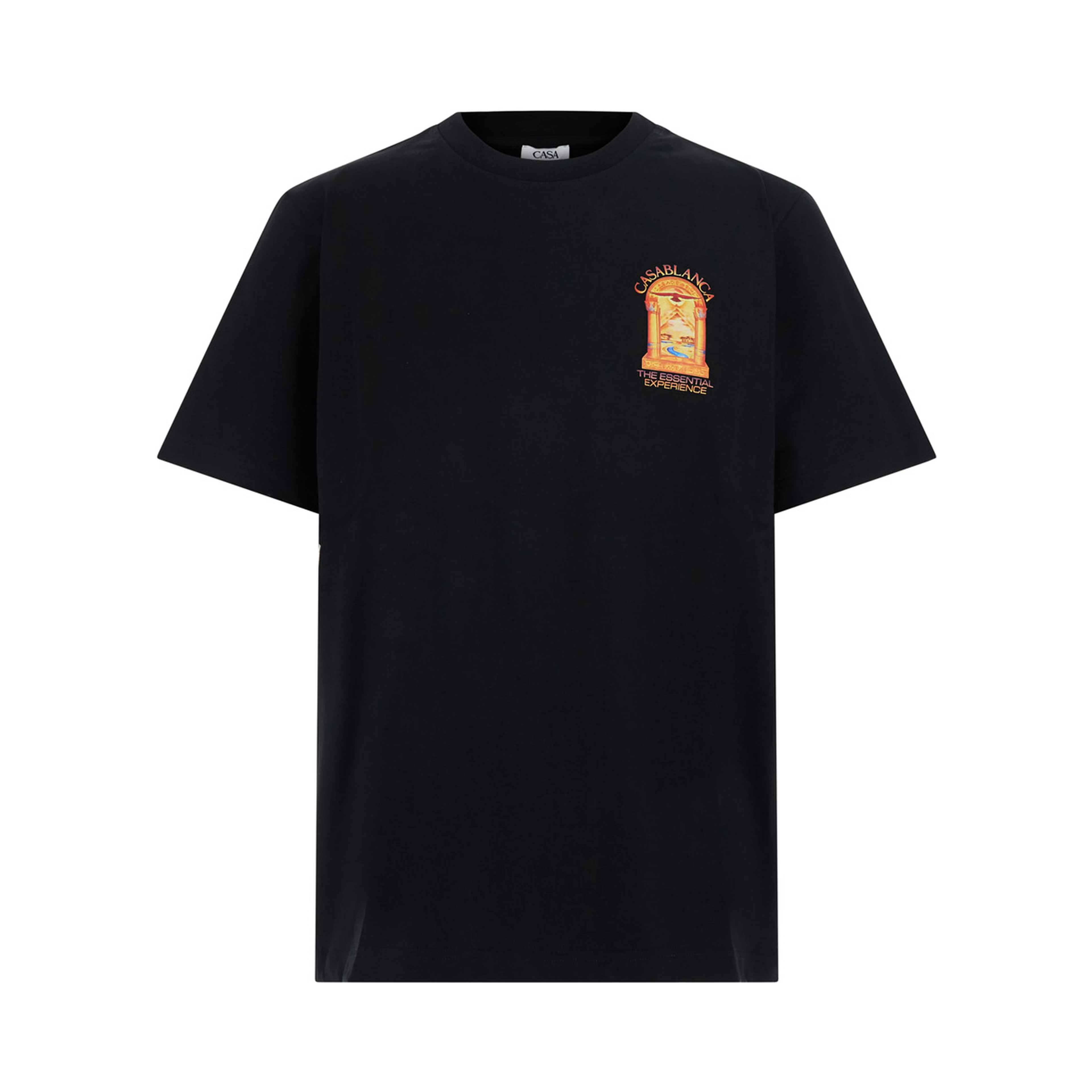 Black Crew neck T-shirt with logo detail on the front and maxi logo on the back in cotton for men