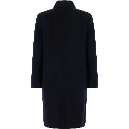 Shirt collar coat with pockets in blue for women