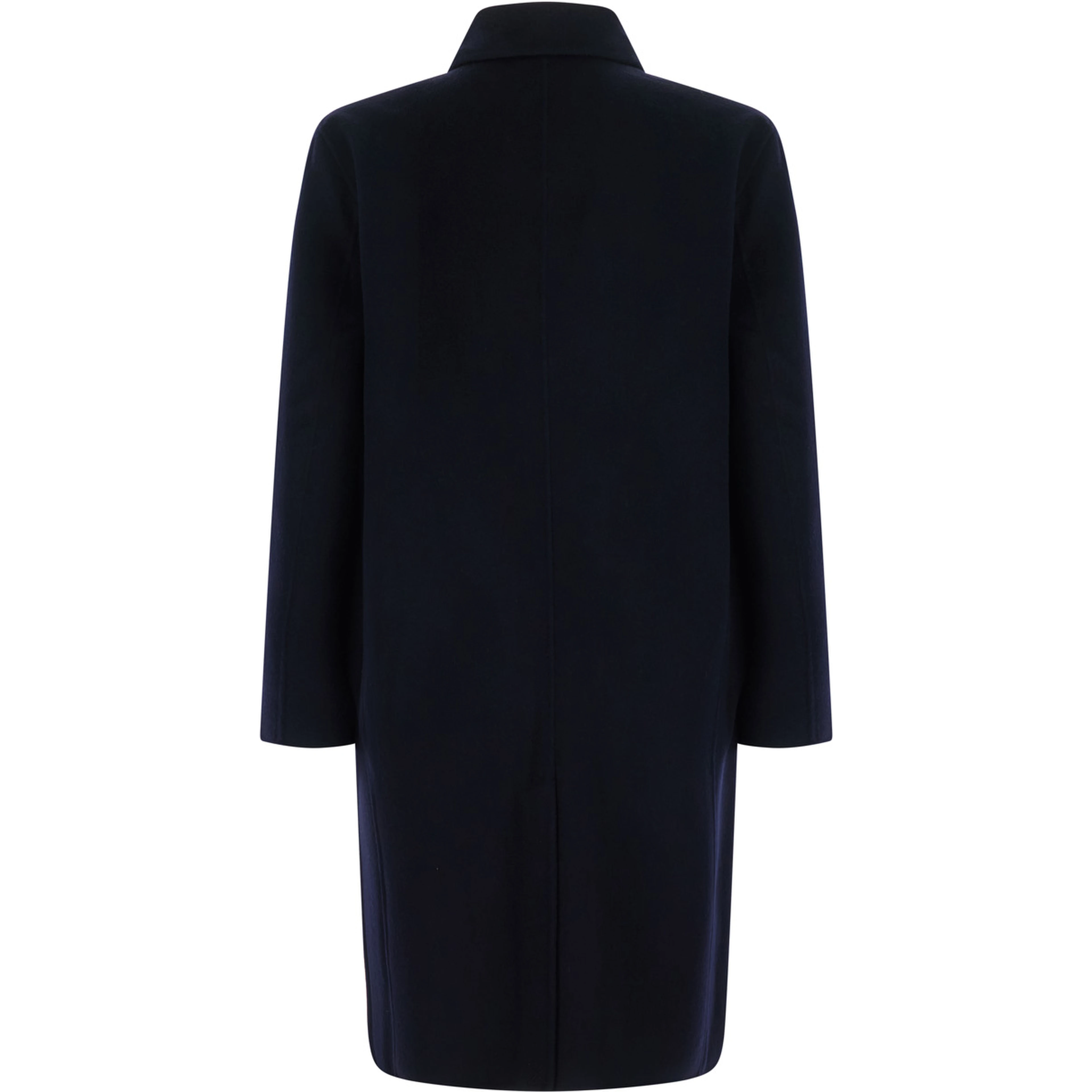 Shirt collar coat with pockets in blue for women