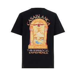 Black Crew neck T-shirt with logo detail on the front and maxi logo on the back in cotton for men