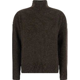 Pure yak yarn sweater with shetland effect in brown pure yak for men