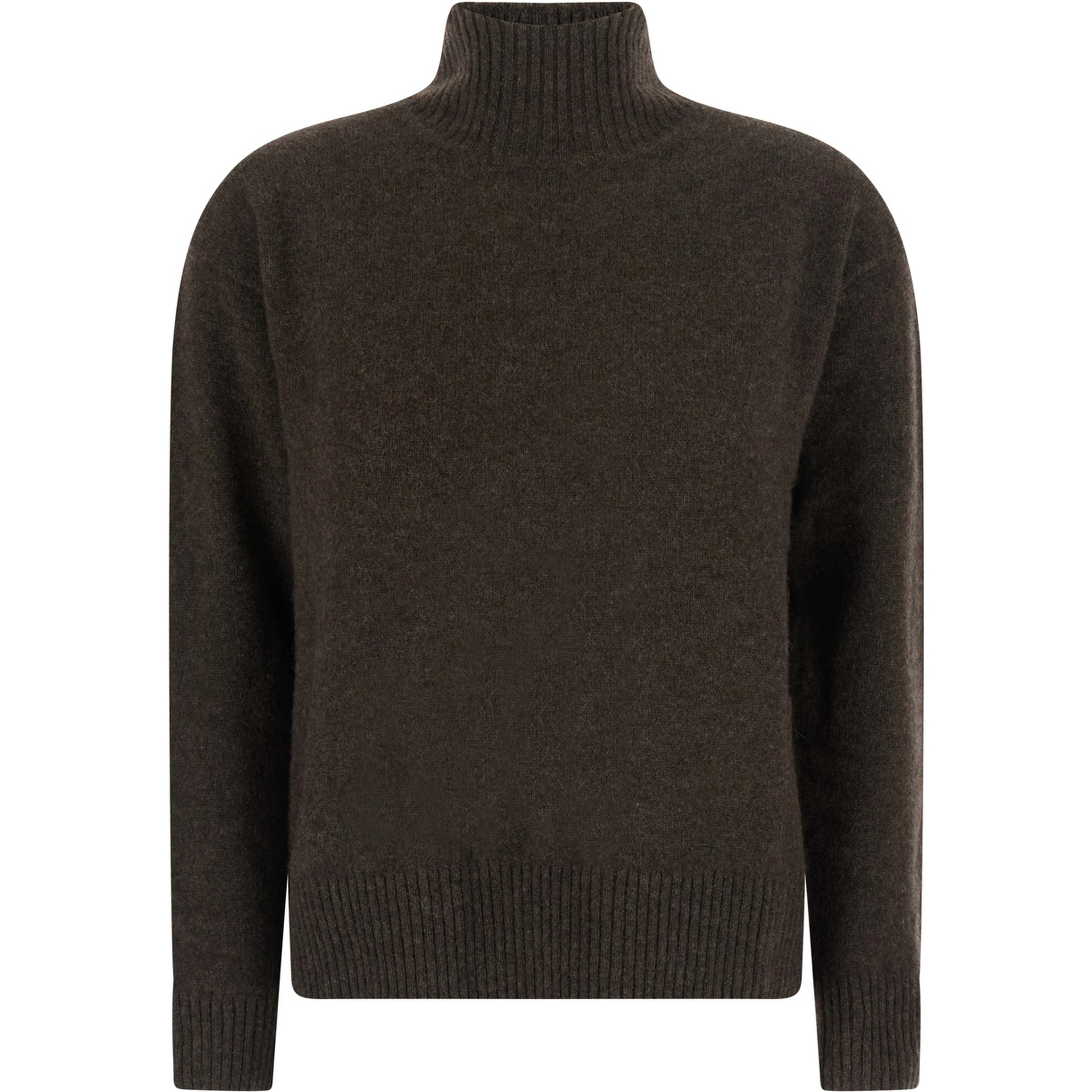 Pure yak yarn sweater with shetland effect in brown pure yak for men