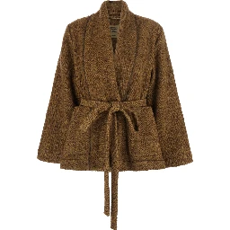 Jacket UMA WANG KOBINA JKT in virgin wool alpaca cotton and Tech Fabric brown