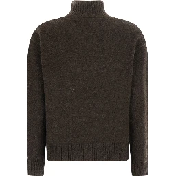 Pure yak yarn sweater with shetland effect in brown pure yak for men