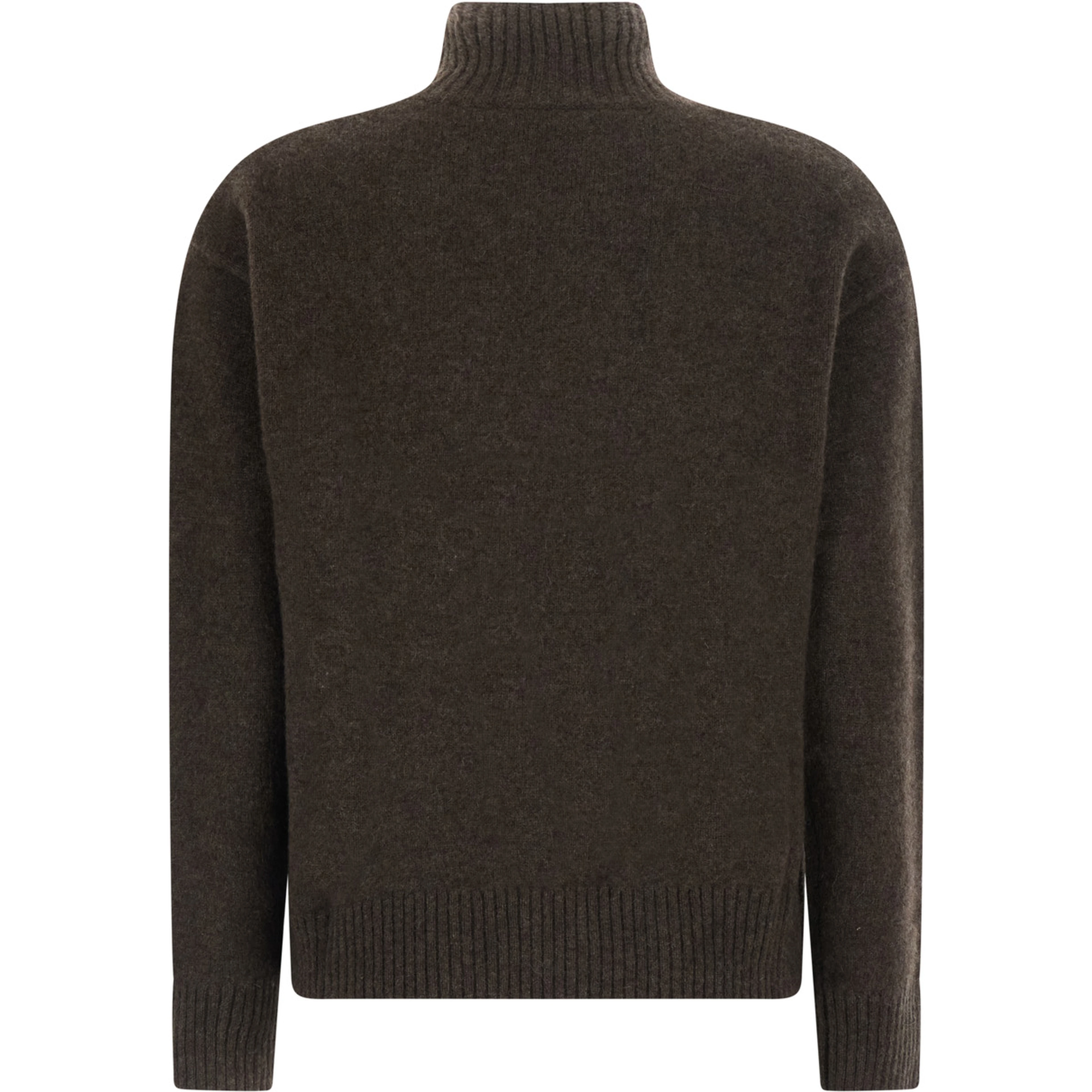 Pure yak yarn sweater with shetland effect in brown pure yak for men