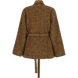 Jacket UMA WANG KOBINA JKT in virgin wool alpaca cotton and Tech Fabric brown