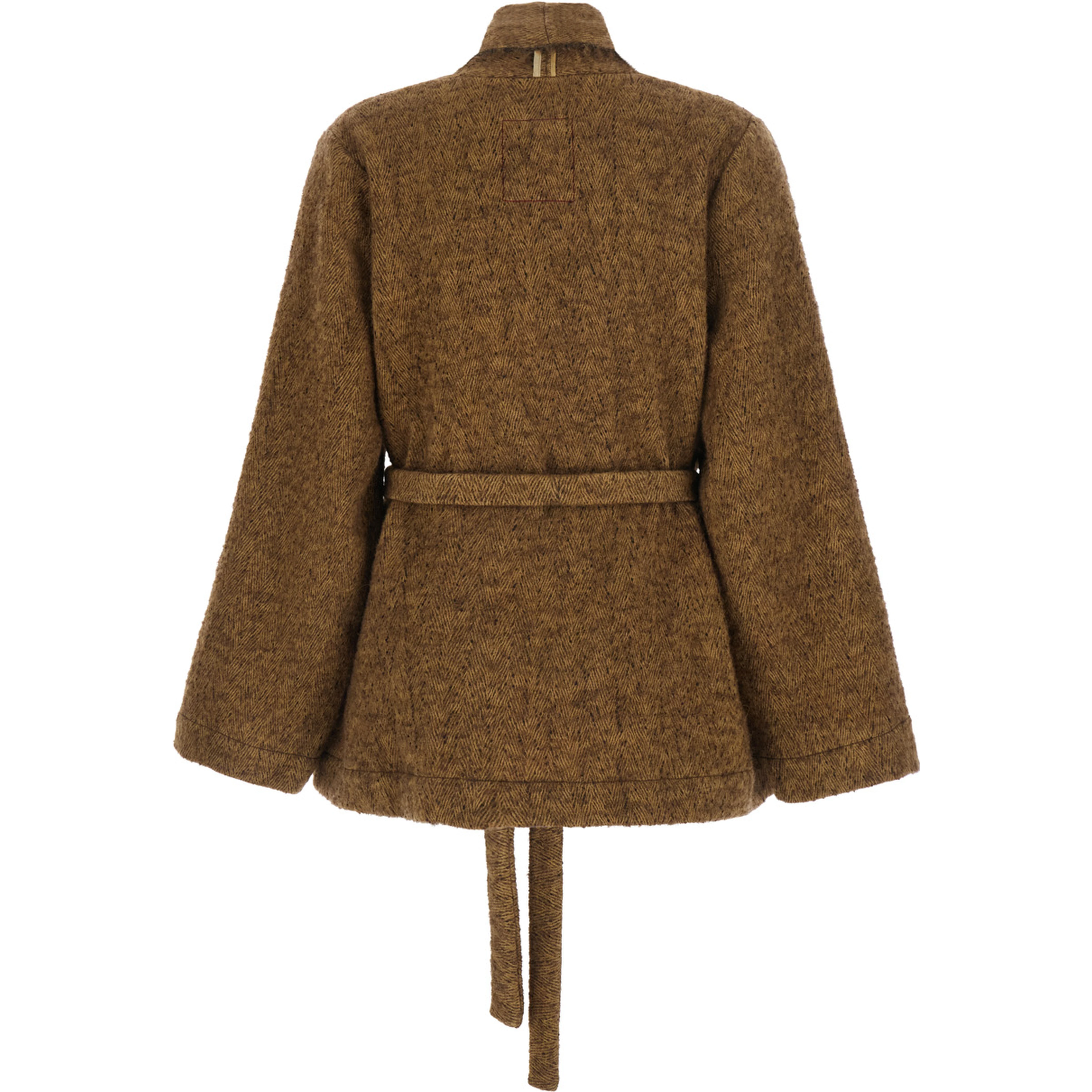 Jacket UMA WANG KOBINA JKT in virgin wool alpaca cotton and Tech Fabric brown