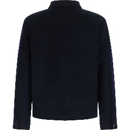 DOUBLE WOOL JACKET with shirt collar and zip closure Blue Men
