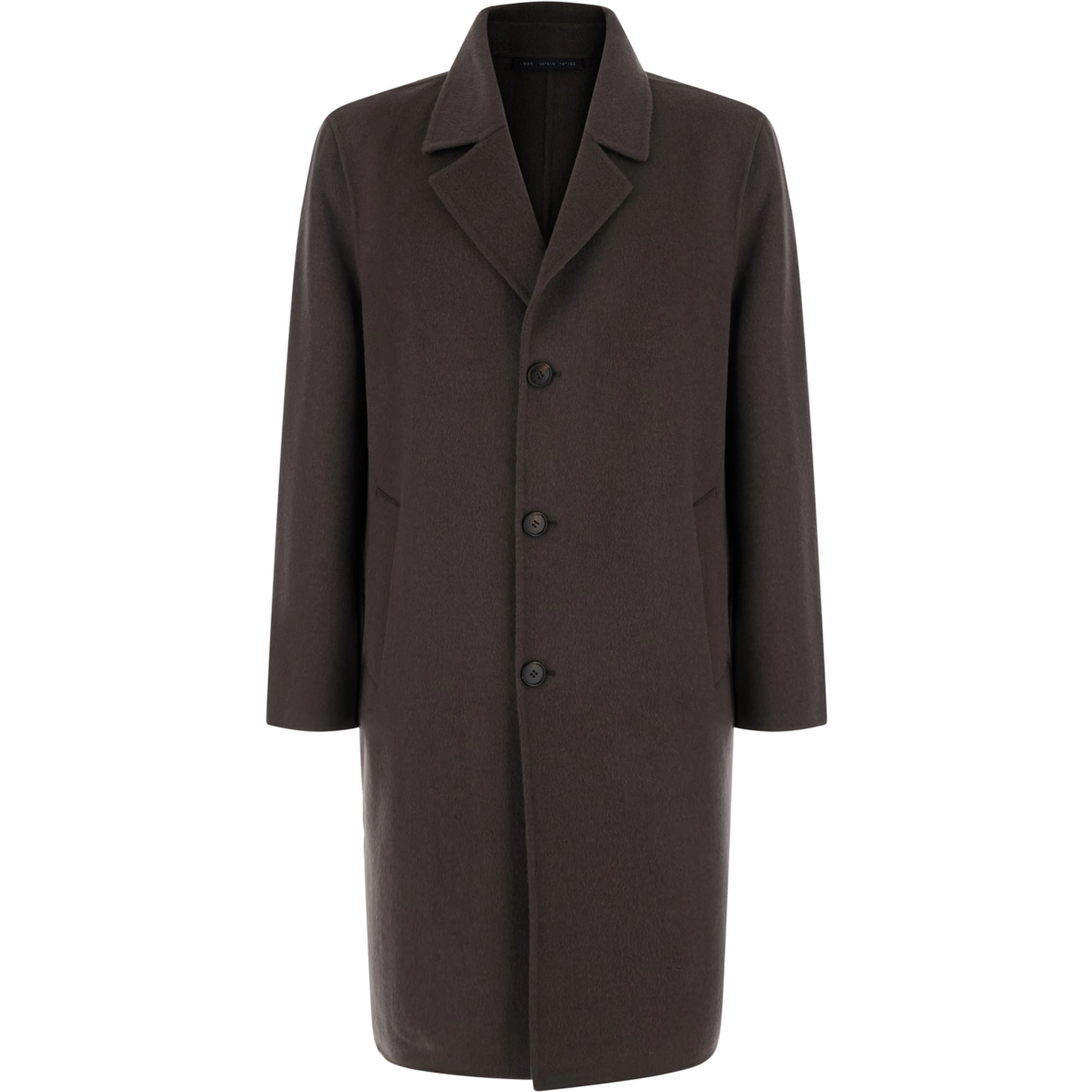 Coat with classic collar and button closure in grey wool for men