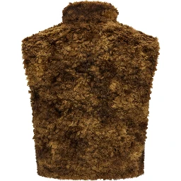 Brown Marabou Sleeveless Jacket