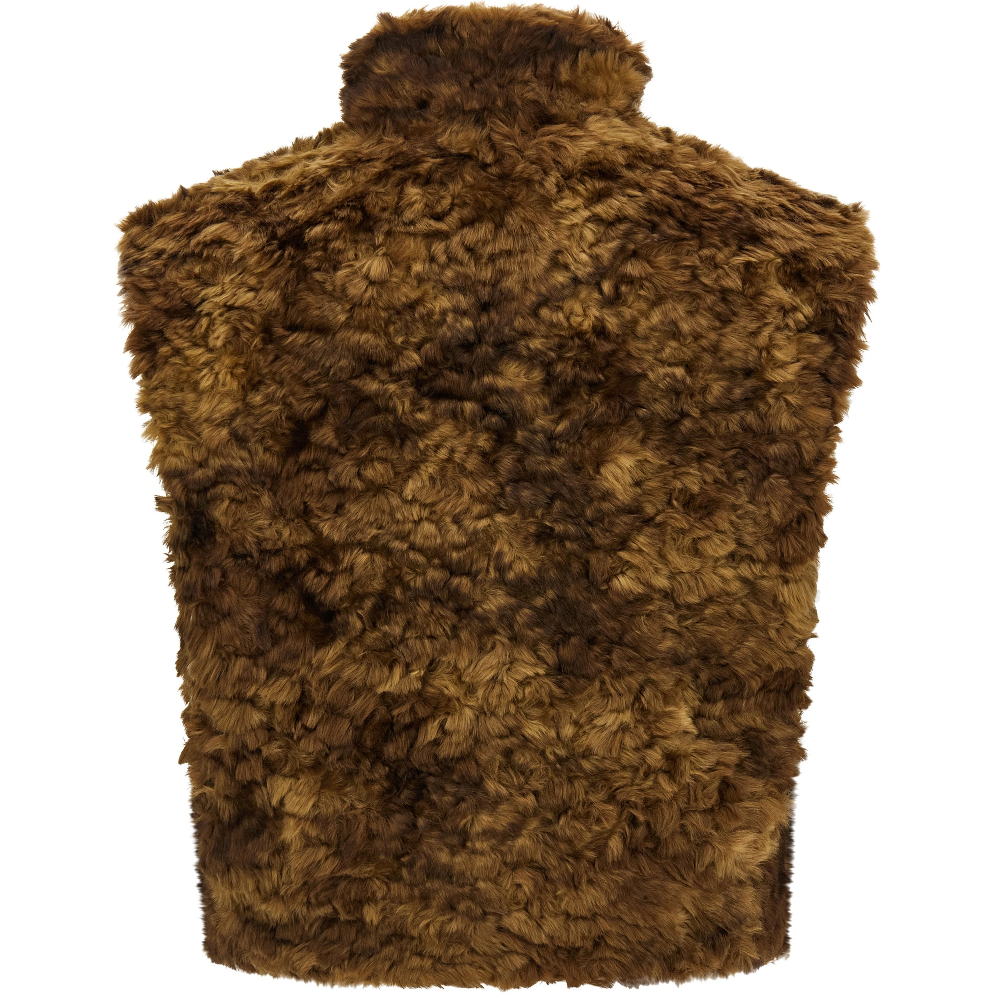 Brown Marabou Sleeveless Jacket