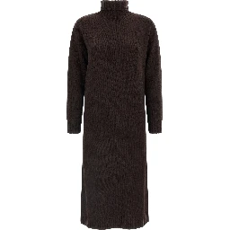 Brown Wool Midi Dress