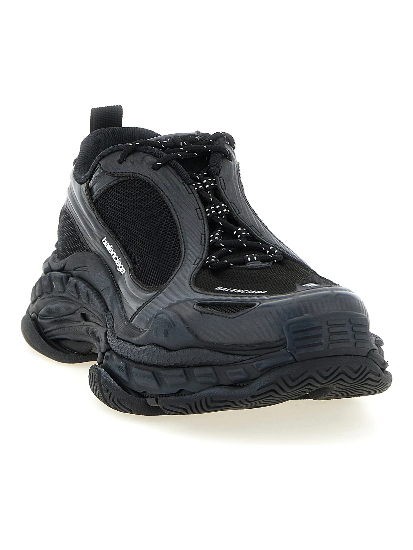 Black Polyethylene Athletic Sneakers